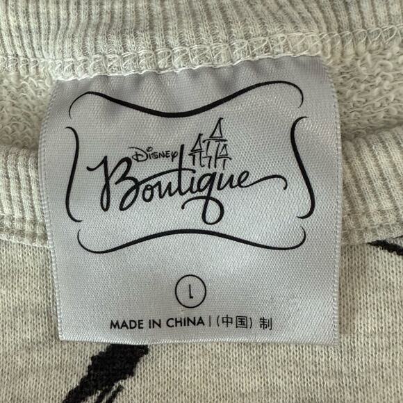 Disney Boutique Large Tinker Bell Glitter Butterfly Floral Gray Sweatshirt - Picture 2 of 5